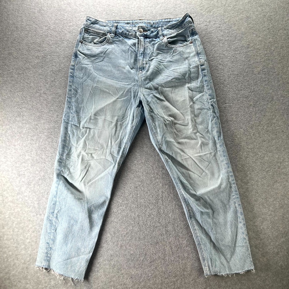 American Eagle Outfitters Strigid Crop Jeans Womens 10 Blue Denim Cotton Raw Hem
